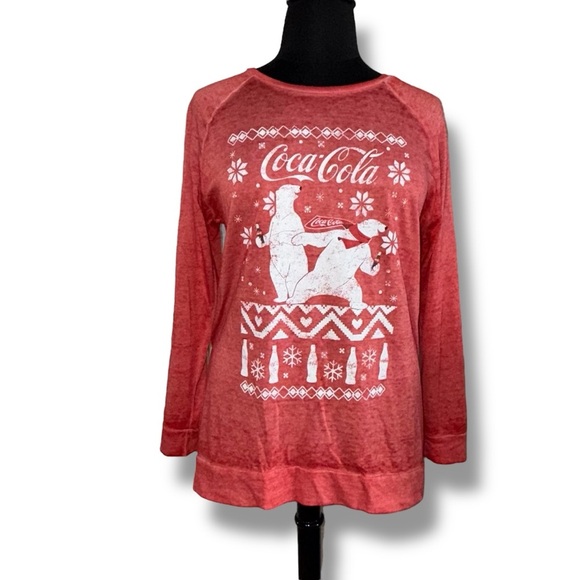LANE BRYANT Classic High-Low Coca-Cola Bears Graphic Sweatshirt - Red Plus 14/16 - Picture 2 of 14